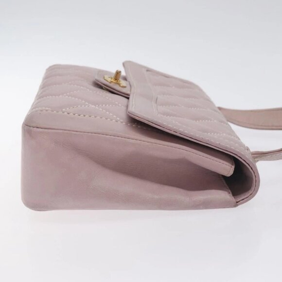 CHANEL Wild Stitch Hand Bag Leather Pink Gold CC Auth 128845 - Picture 4 of 15